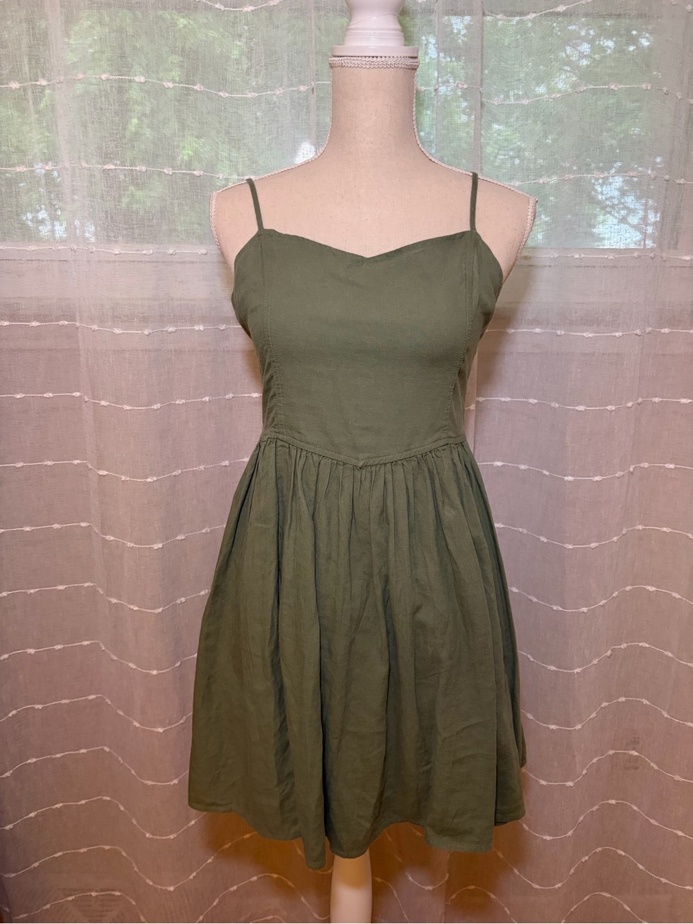 NTW Aerie Olive Green Spaghetti-Strap Mini Dress